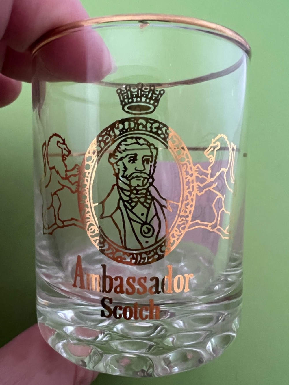 Ambassador Scotch Gold Trim Miniature Rocks Glass